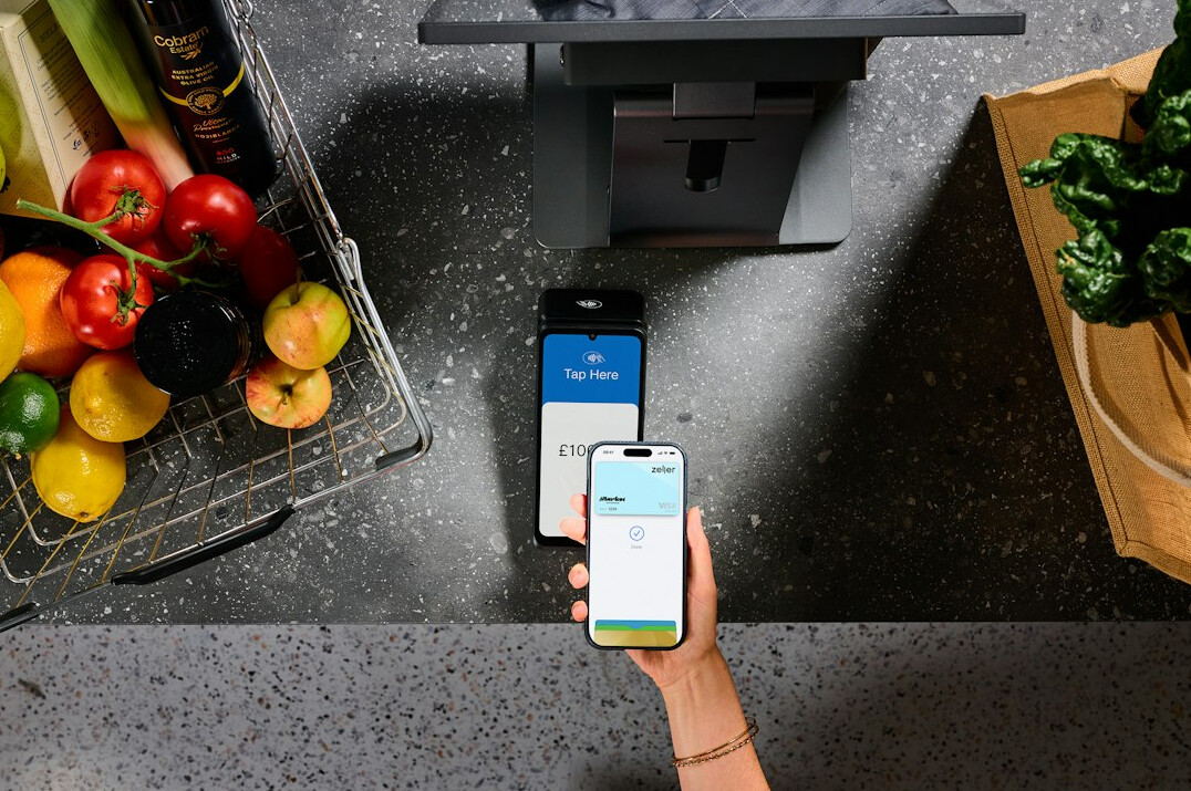 Contactless payment at a shop counter